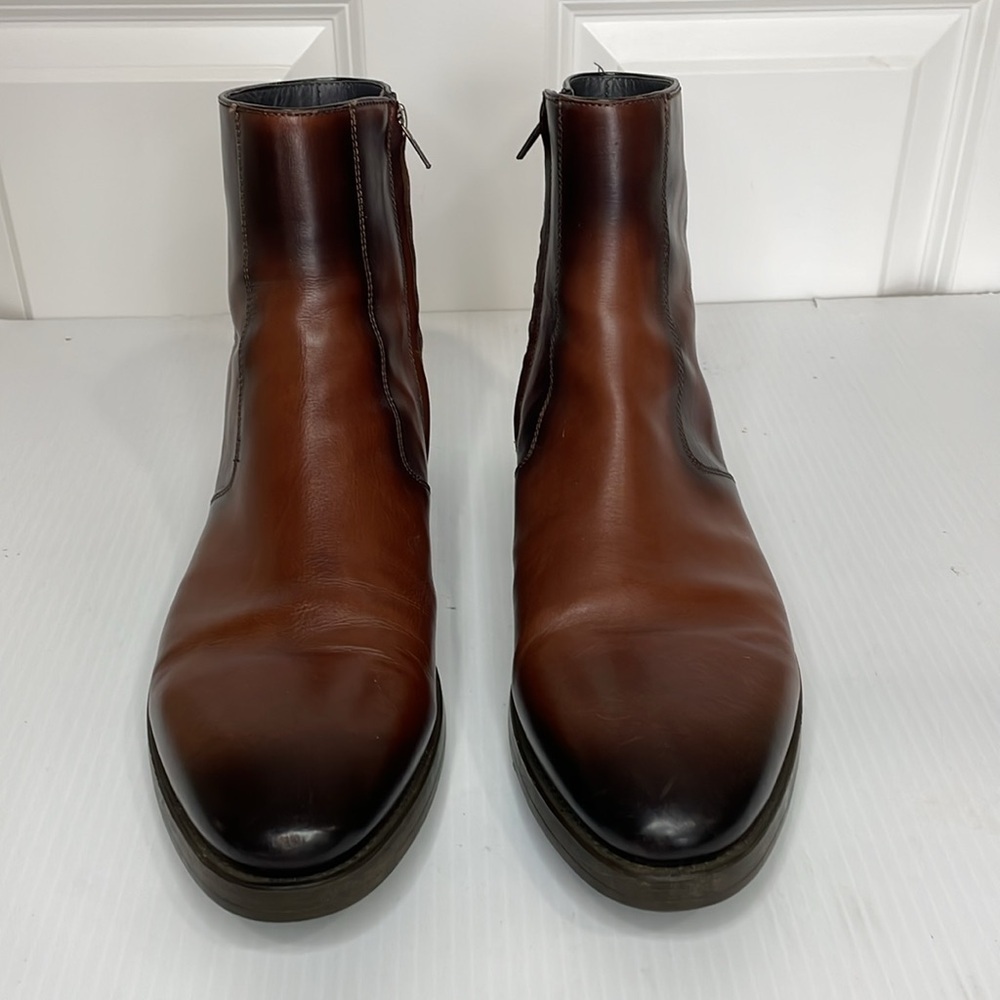To Boot New York Men’s Sz 11.5 Rosemont Marrone Burnished Leather Boot Brown Zip - Picture 3 of 15